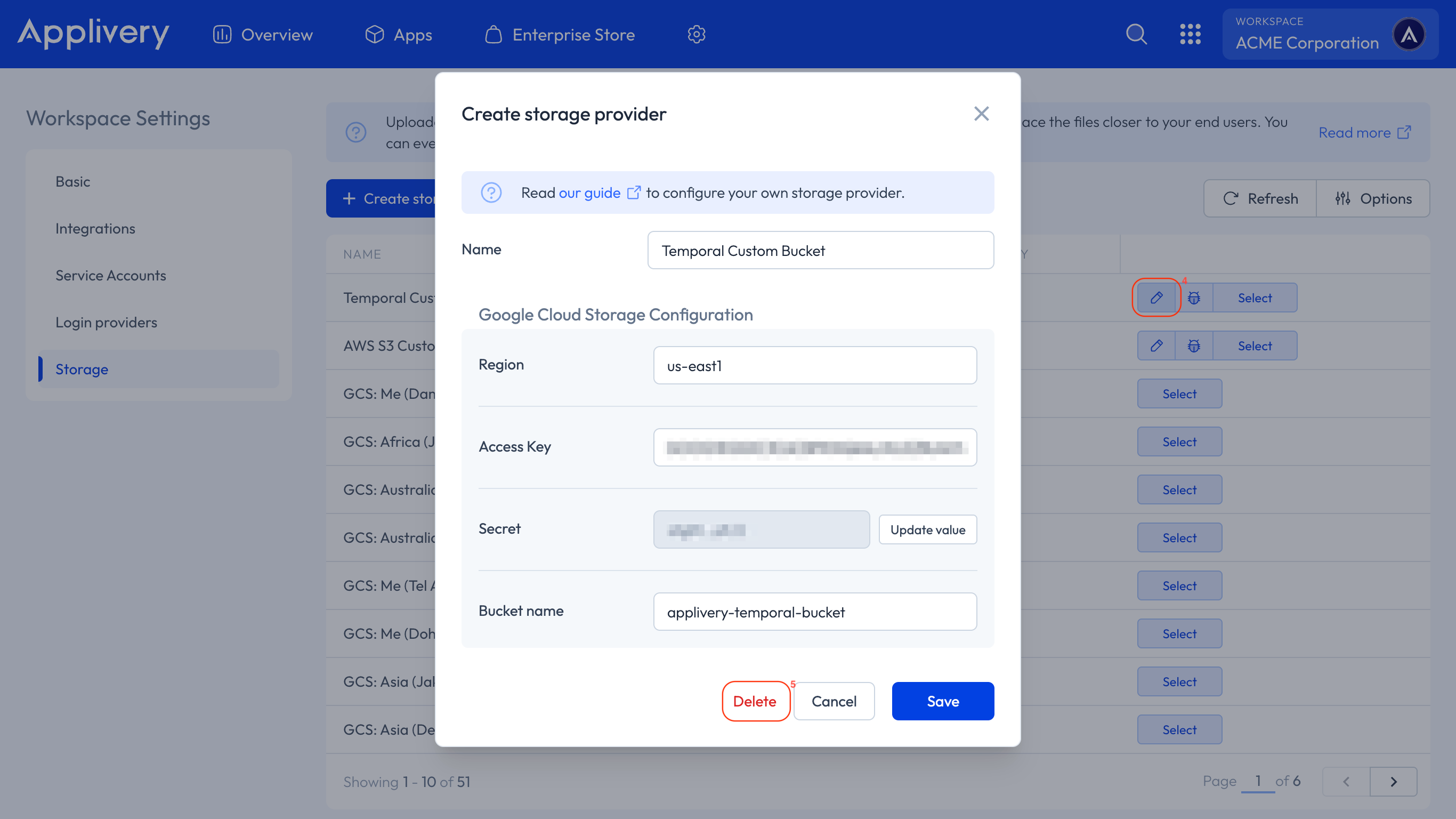 delete storage provider
