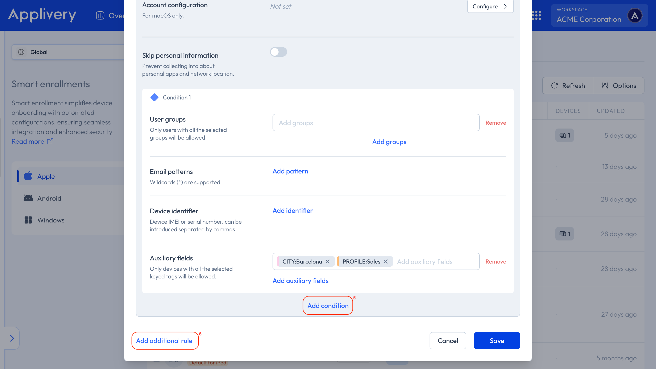conditions and rules