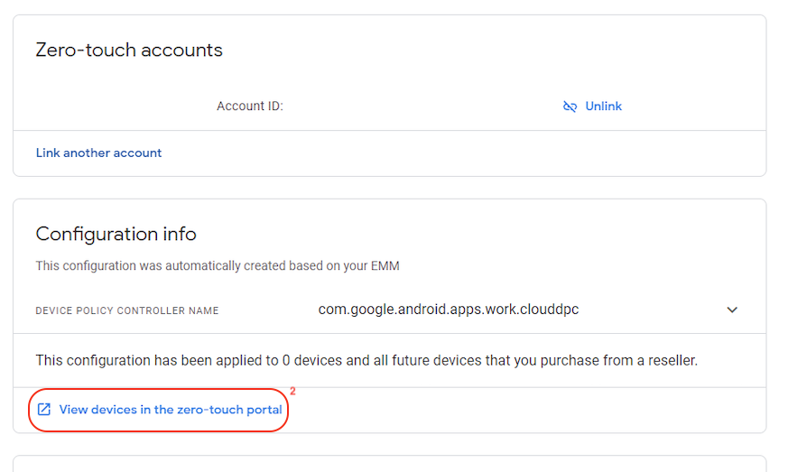 view devices in the zero-touch portal
