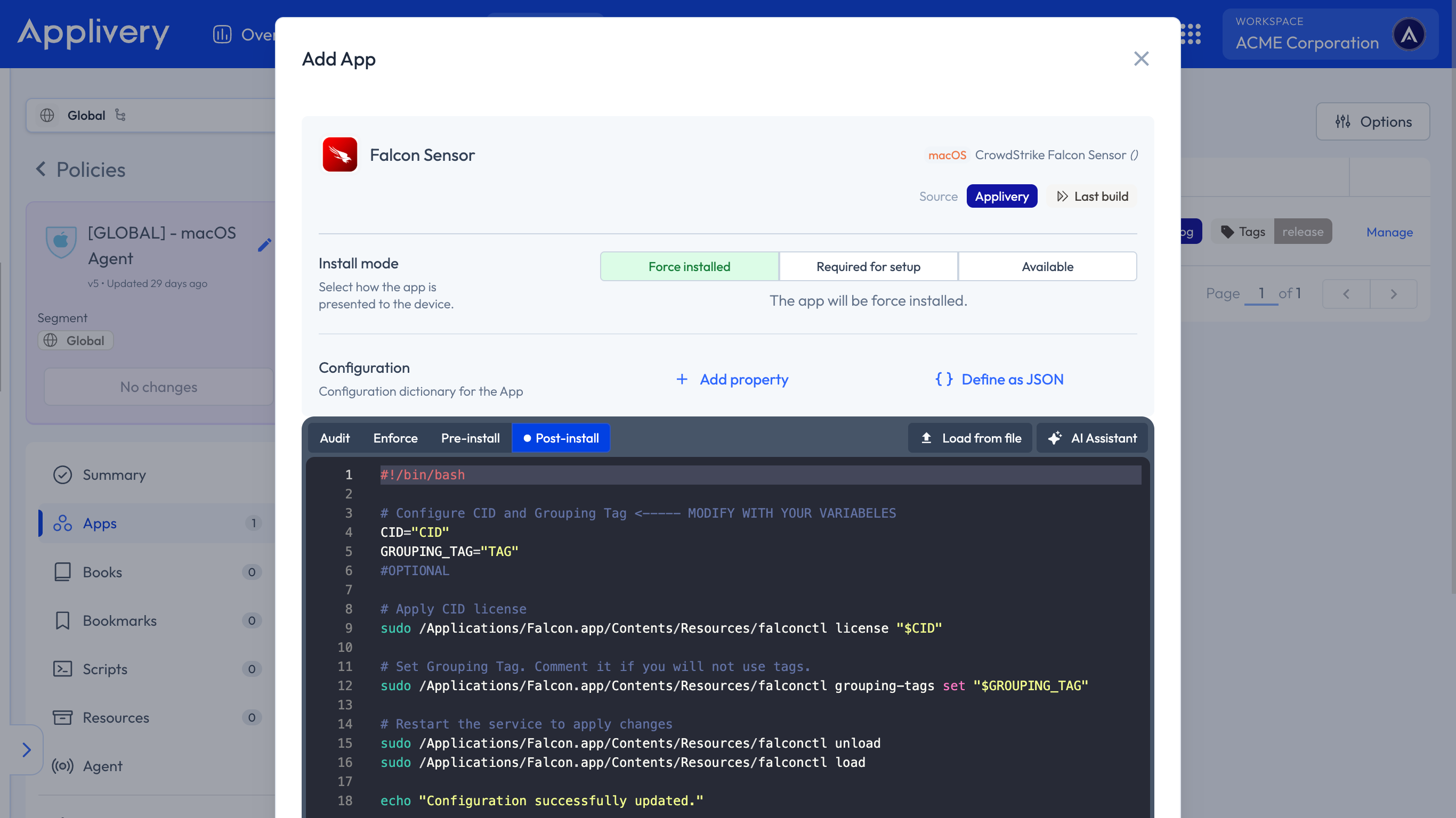 falcon sensor post install