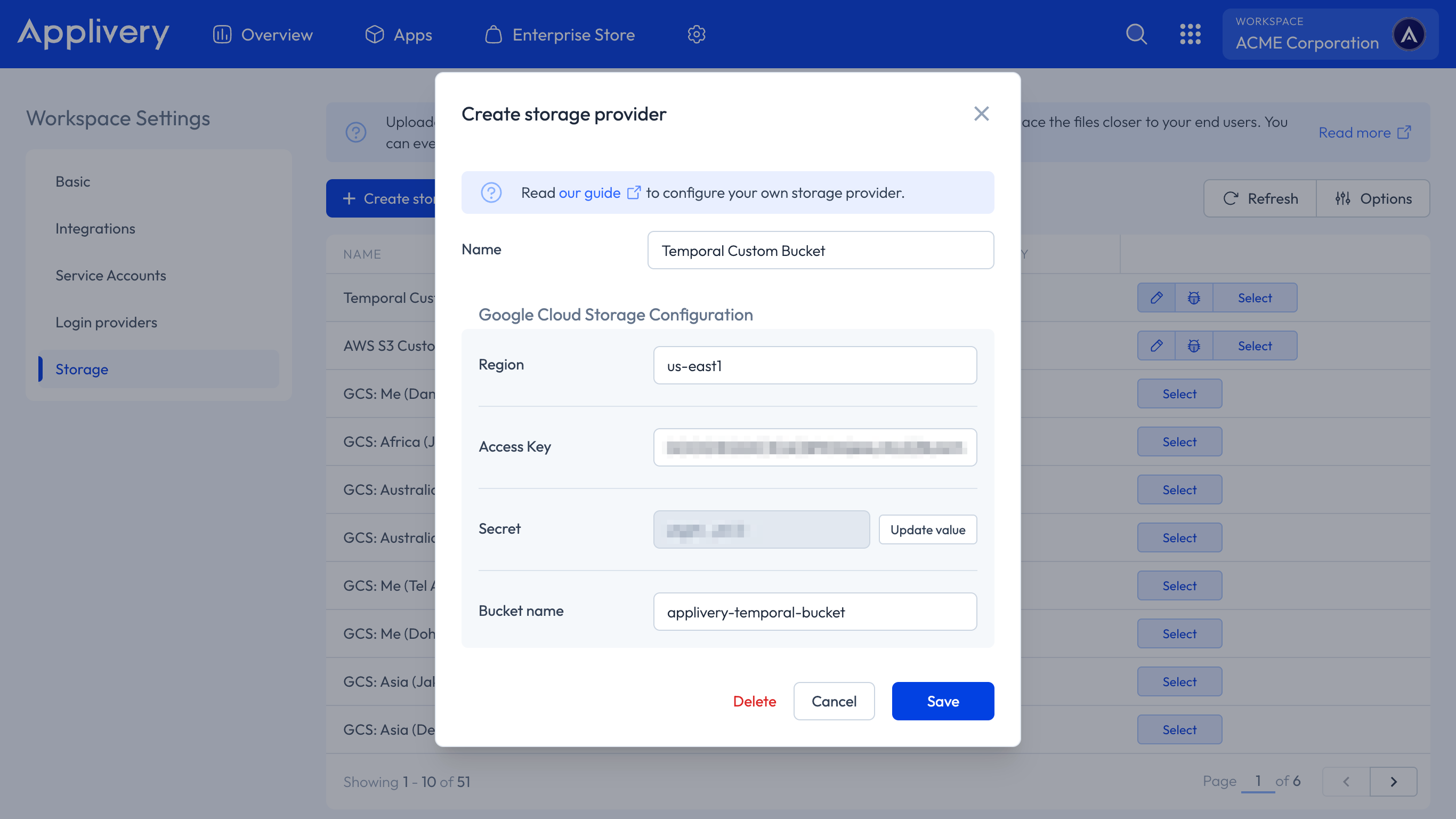 create storage provider