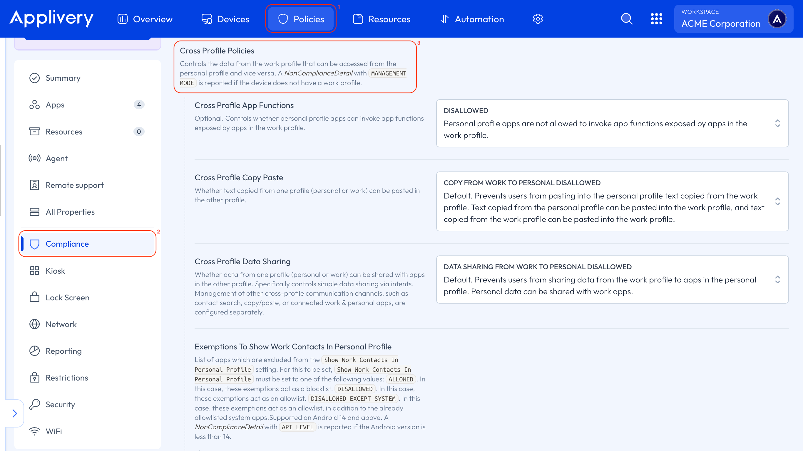 cross profile polices