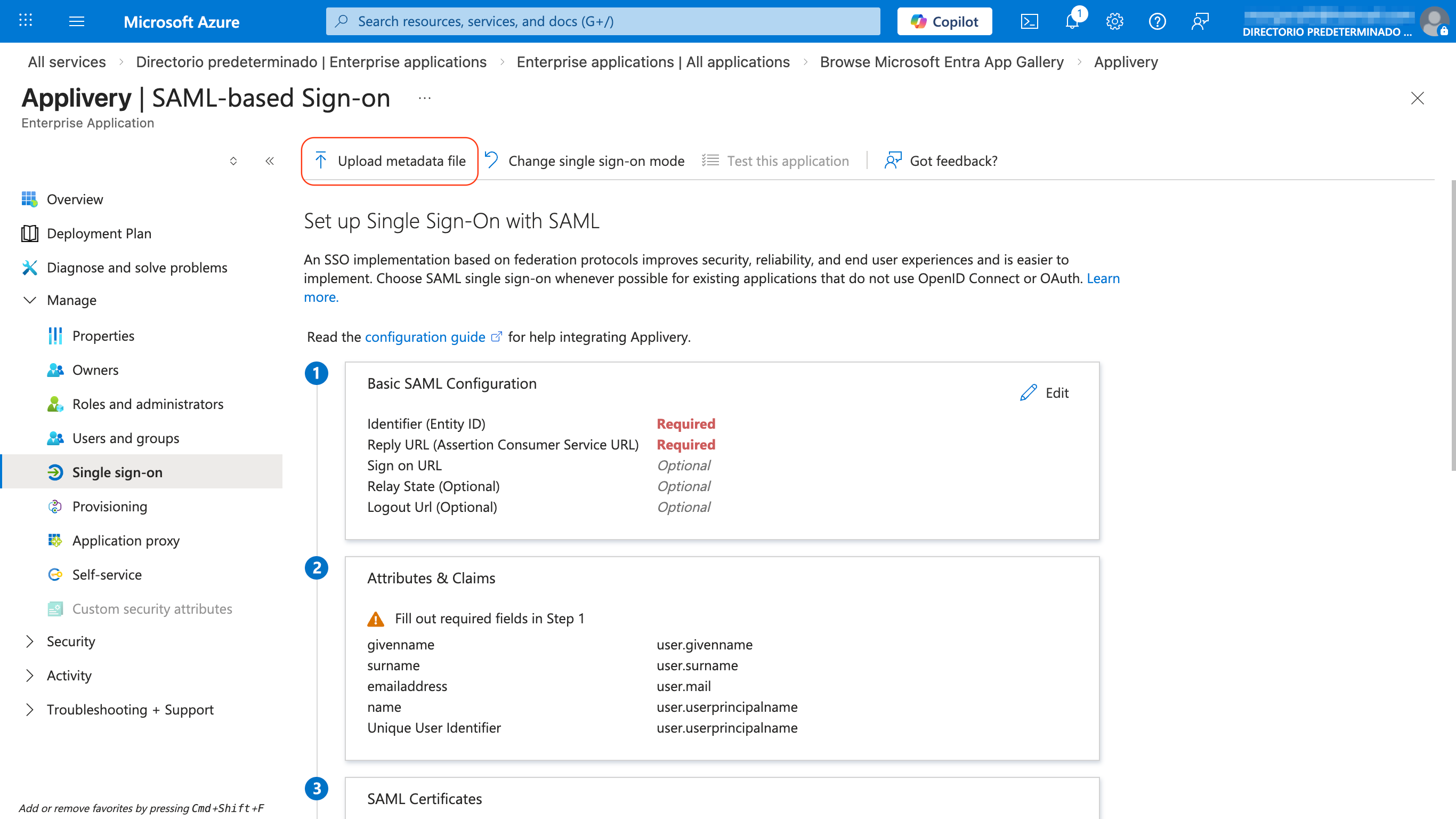 upload metadata file