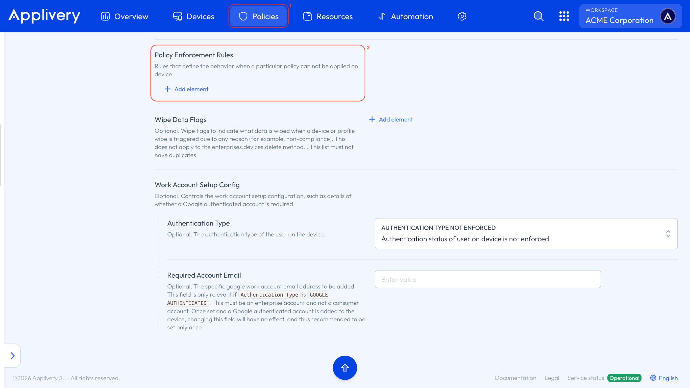 policy enforcement rules