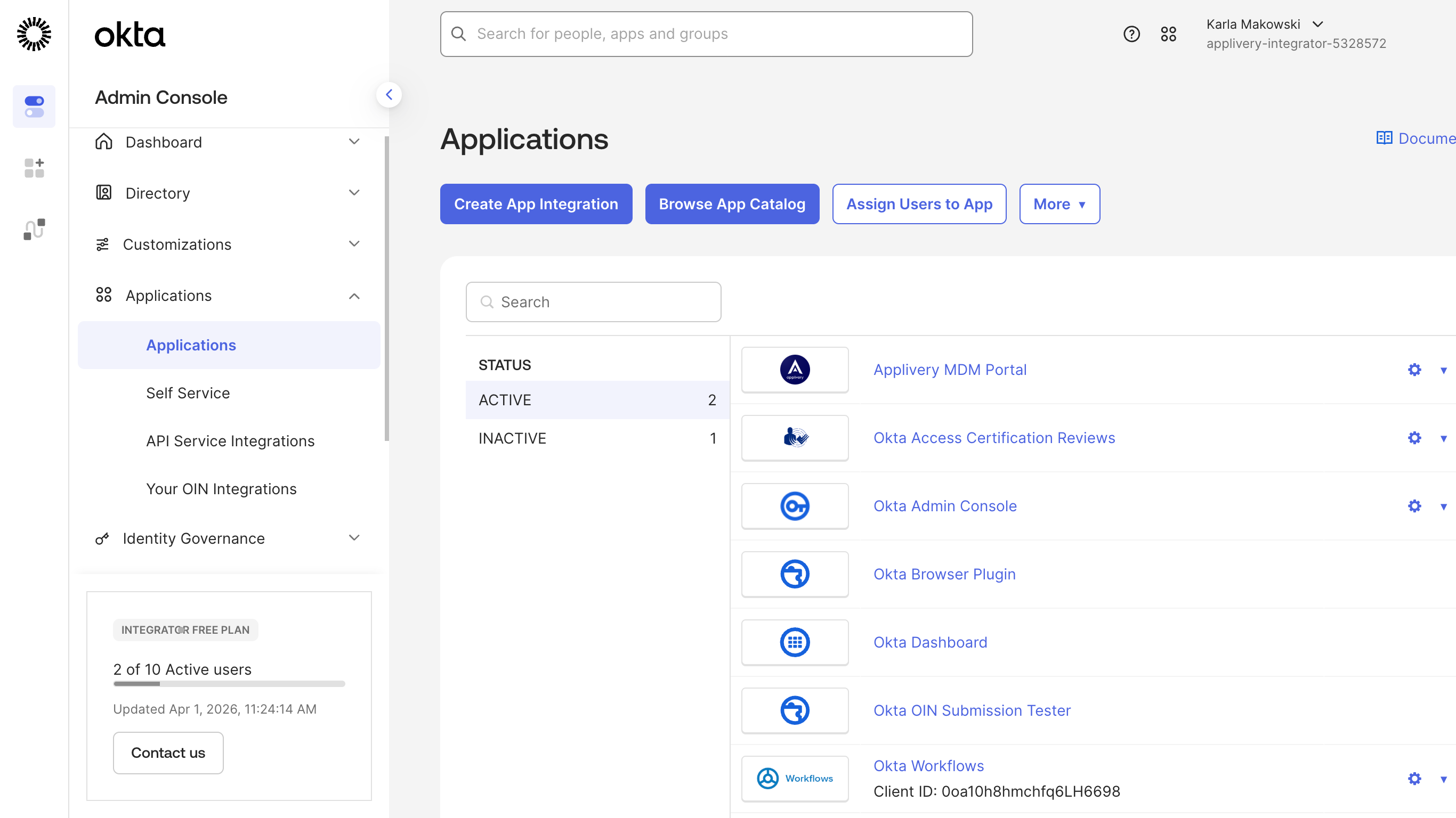 create app integration