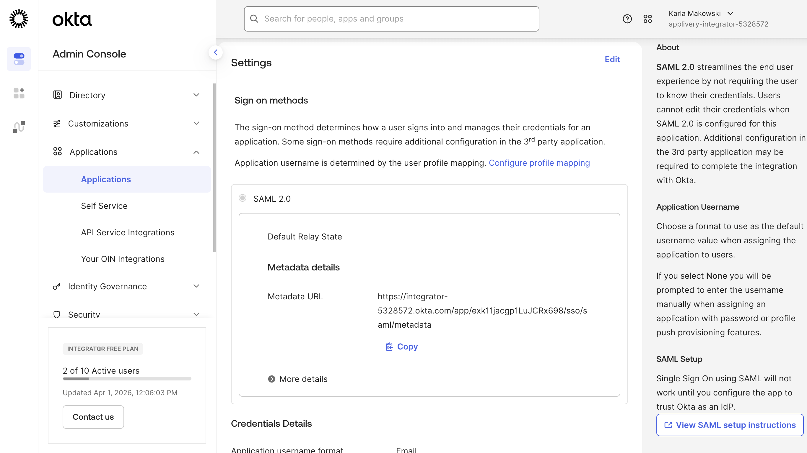 view saml setup instructions