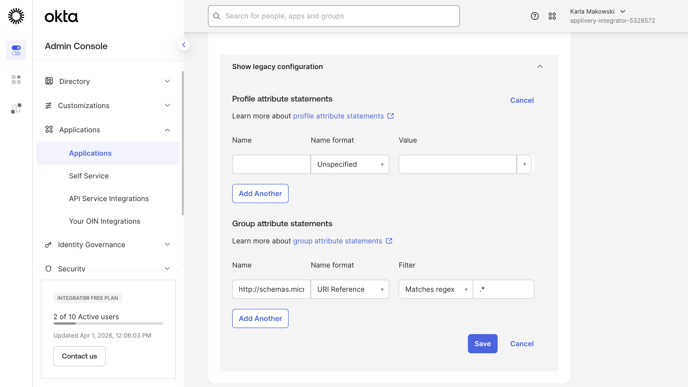 group attribute statement