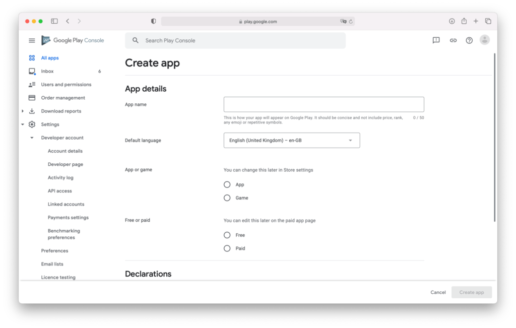 google-play-console-create-app | Applivery