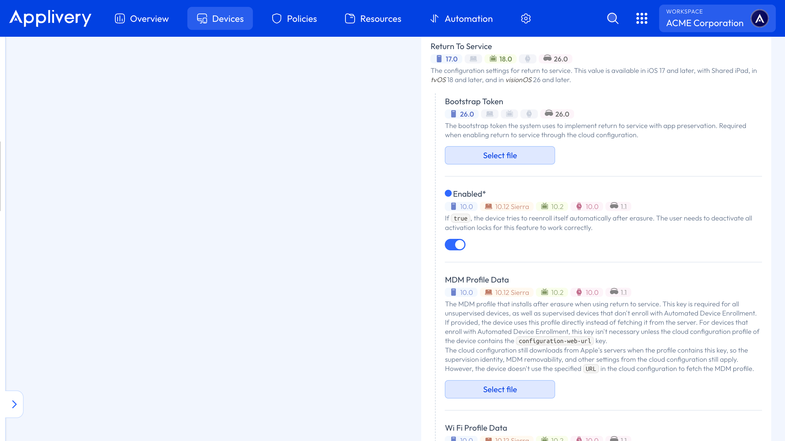 enable return to service