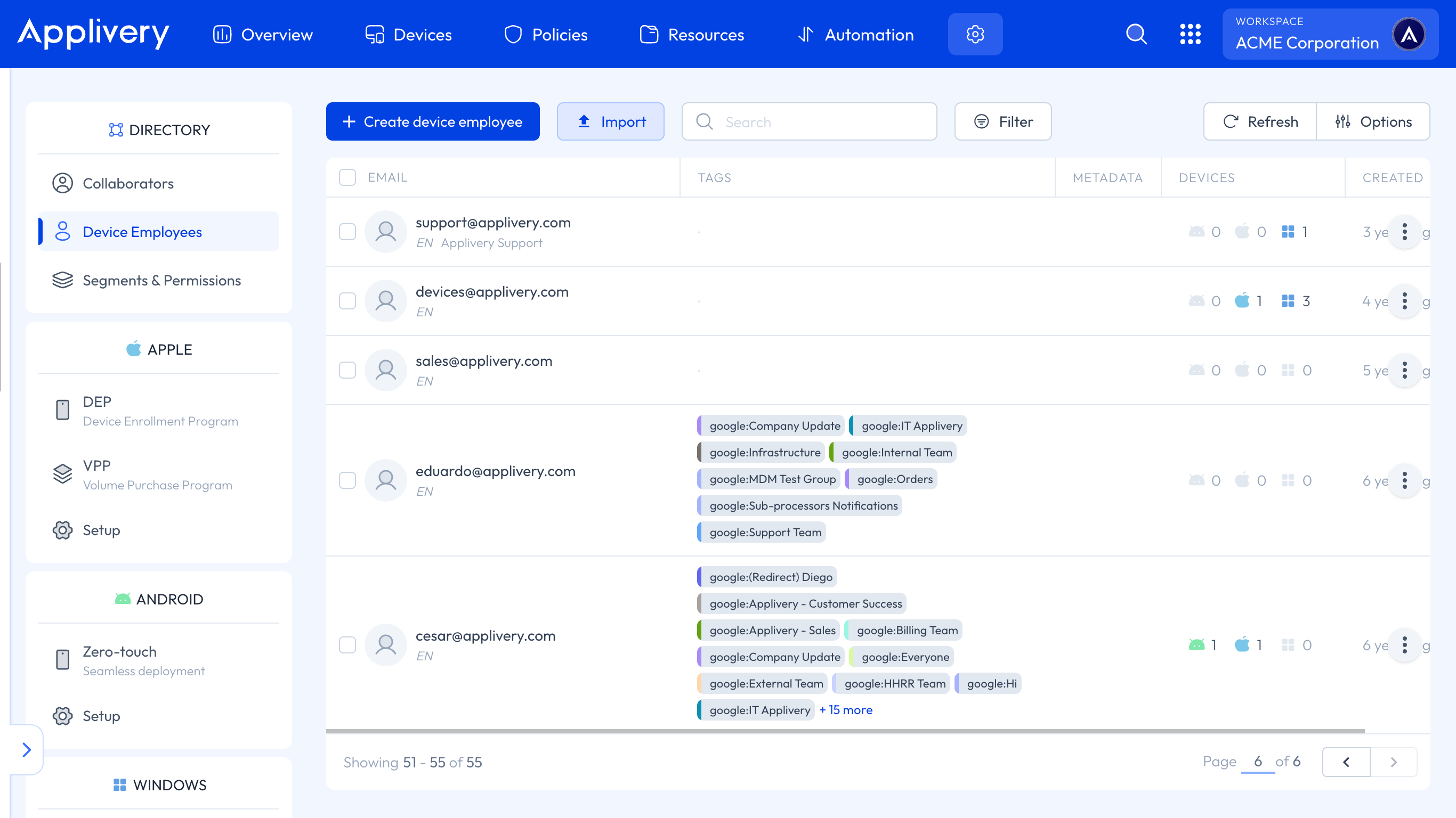 mdm Device Employees