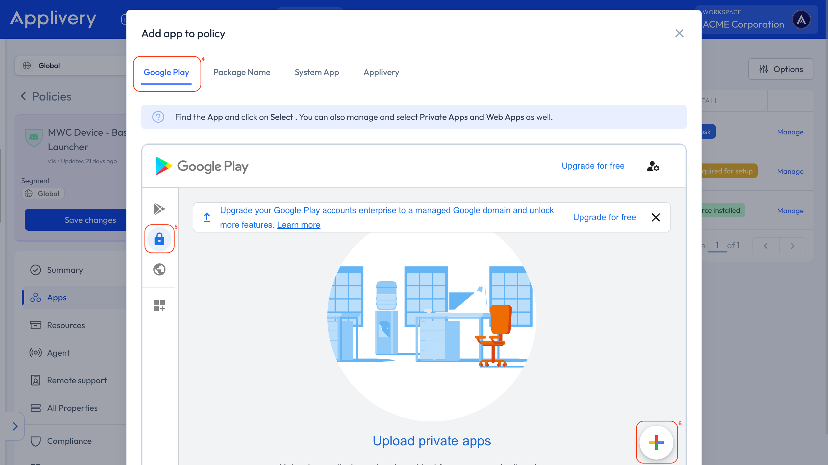 private app managed google play